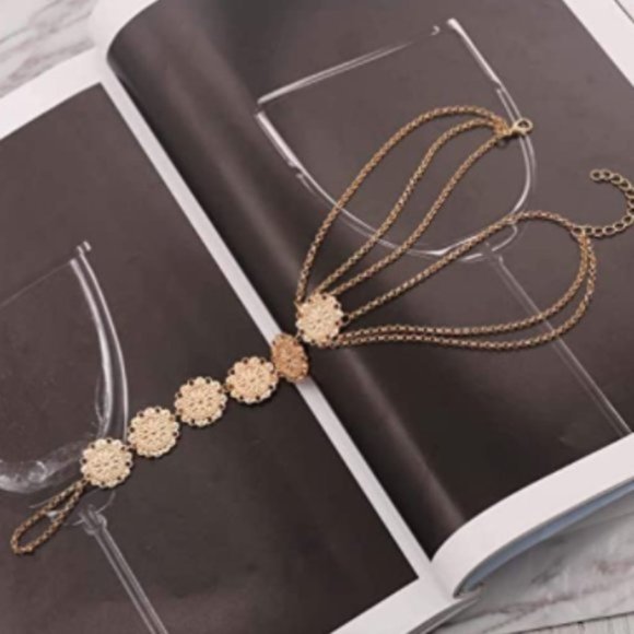 UO Vintage Layer Gold Coins Beach Anklet Chain - Picture 4 of 8